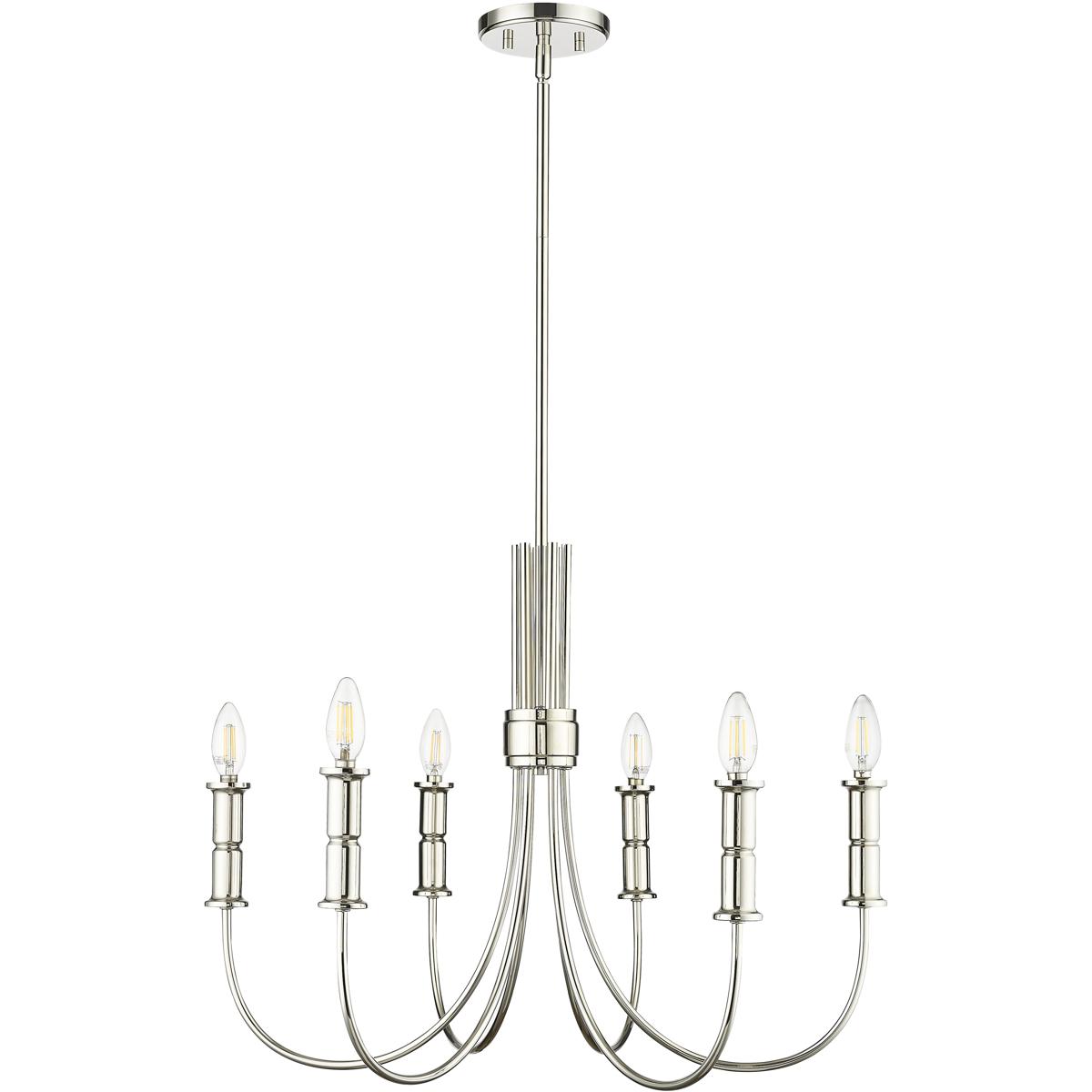 Millennium Lighting 29206-PN Potiss 6 Light 26 inch Polished Nickel Chandelier Ceiling Light